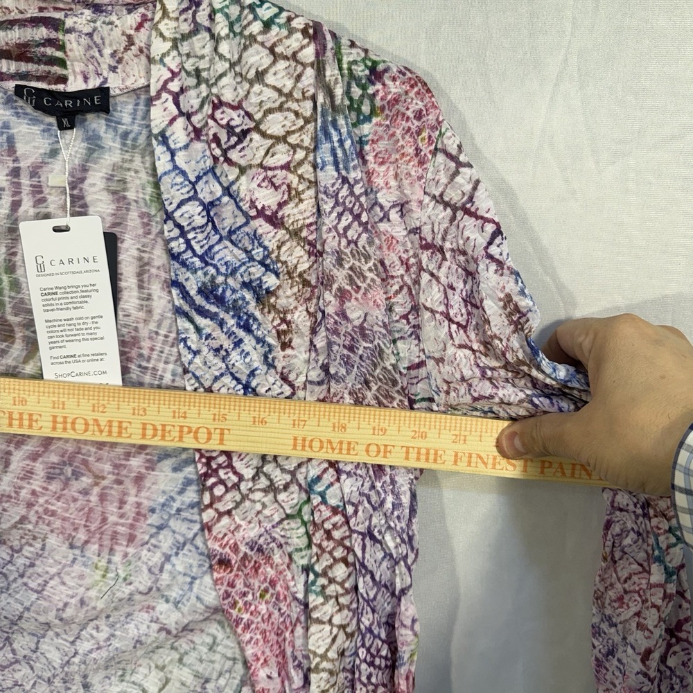 Carine Claire Open Cardigan Shrug Neon Mix XL Lightweight Stretch Sweater NEW - Picture 8 of 11